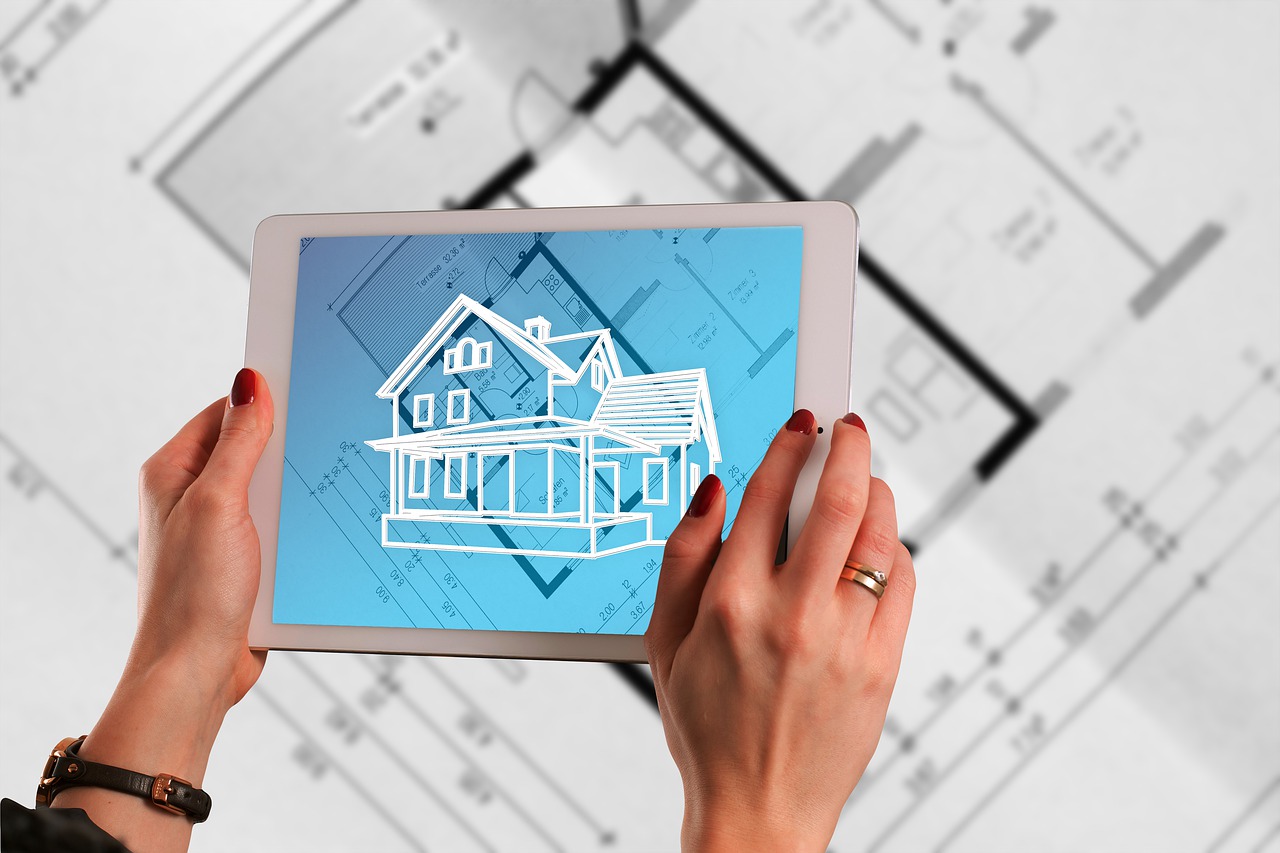 Tablet mostrando un plano digital